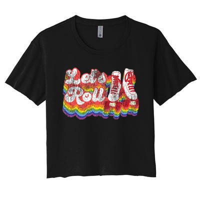 Cool Roller Skating Skate 1970S Retro Women's Crop Top Tee