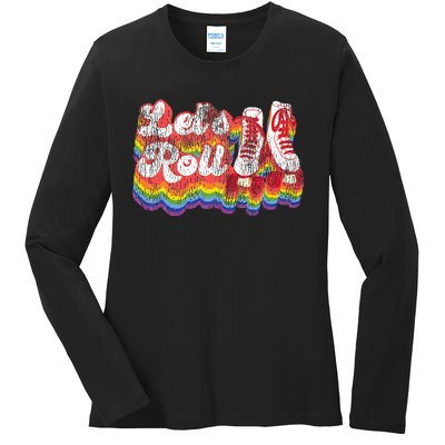 Cool Roller Skating Skate 1970S Retro Ladies Long Sleeve Shirt