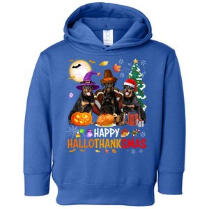 Christmas Rottweiler Santa Halloween Happy Hallothanksmas Cool Gift Toddler Hoodie