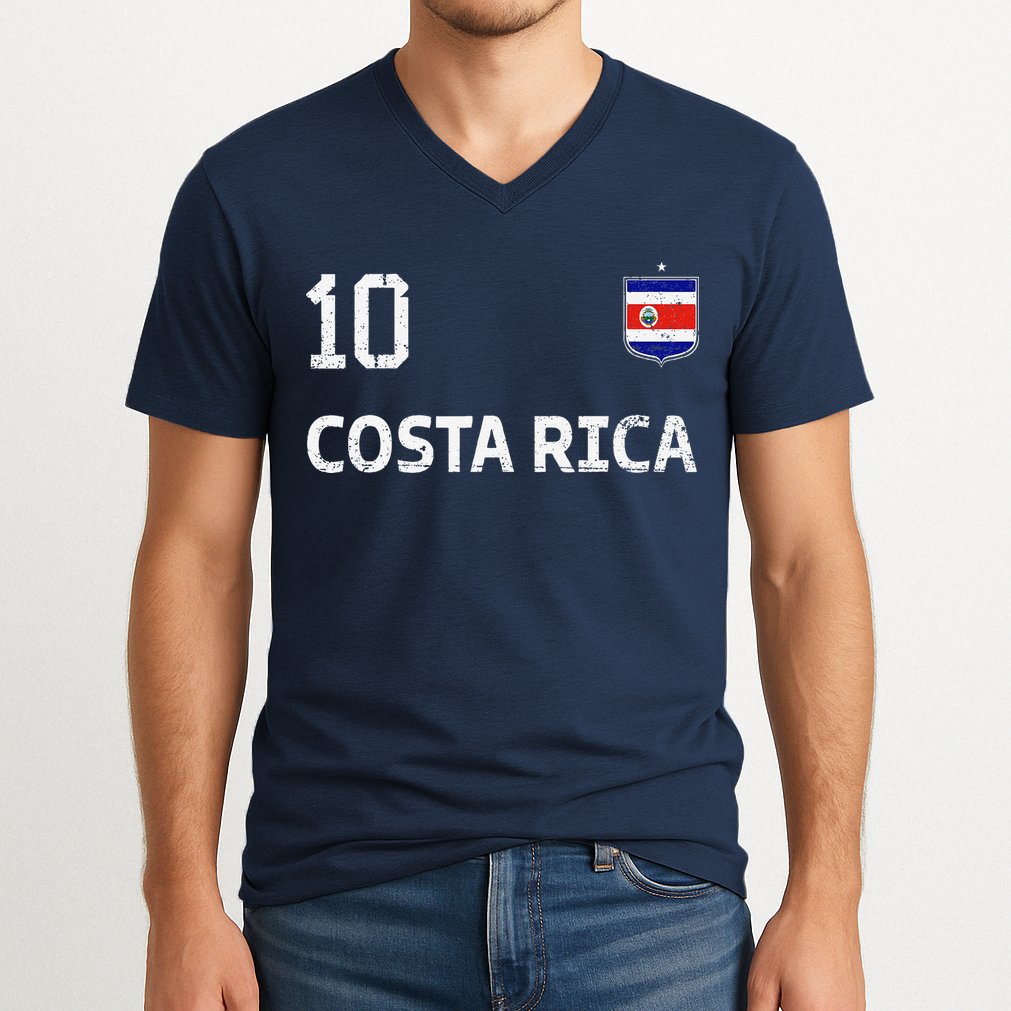 Costa Rica Soccer Fan Jersey Costa Rica Flag Football Lovers V-Neck T-Shirt