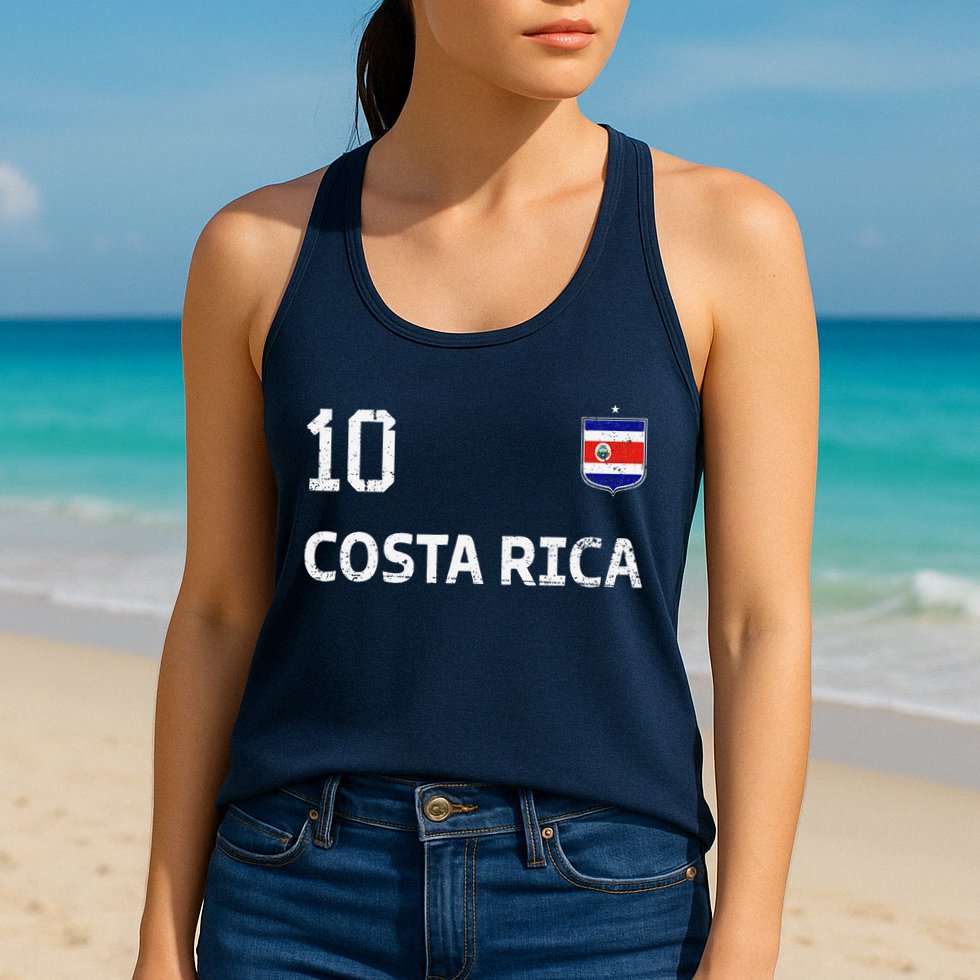 Costa Rica Soccer Fan Jersey Costa Rica Flag Football Lovers Womens Tank Top