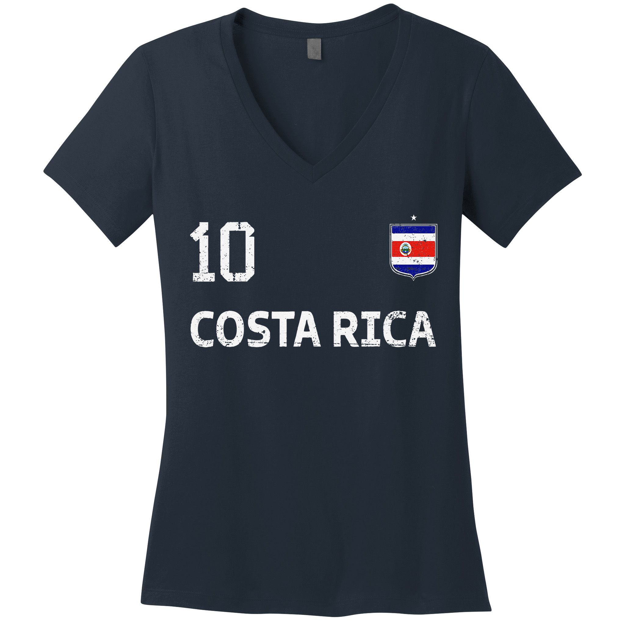 Costa Rica Soccer Fan Jersey Costa Rica Flag Football Lovers Women's V-Neck T-Shirt