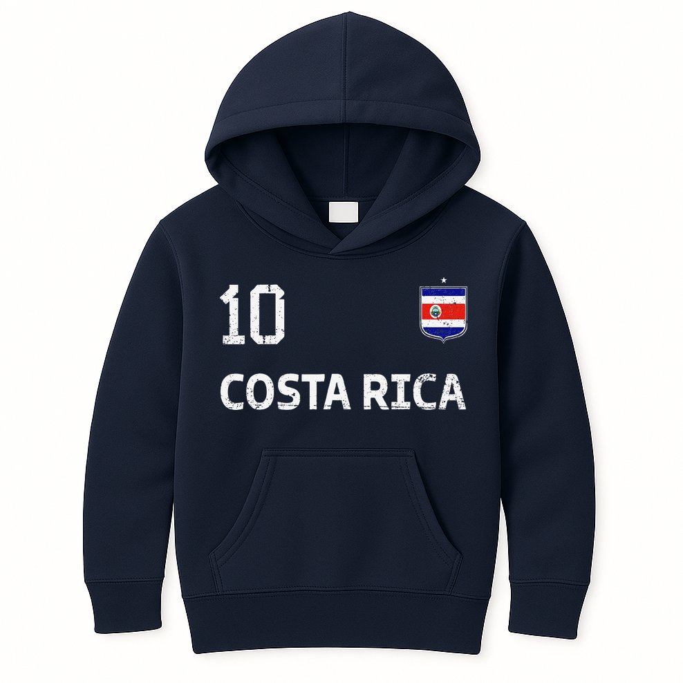 Costa Rica Soccer Fan Jersey Costa Rica Flag Football Lovers Kids Hoodie