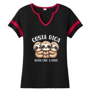 Costa Rica Sloth Like A Boss Costa Rican Travel Vacation Ladies Halftime Notch Neck Tee