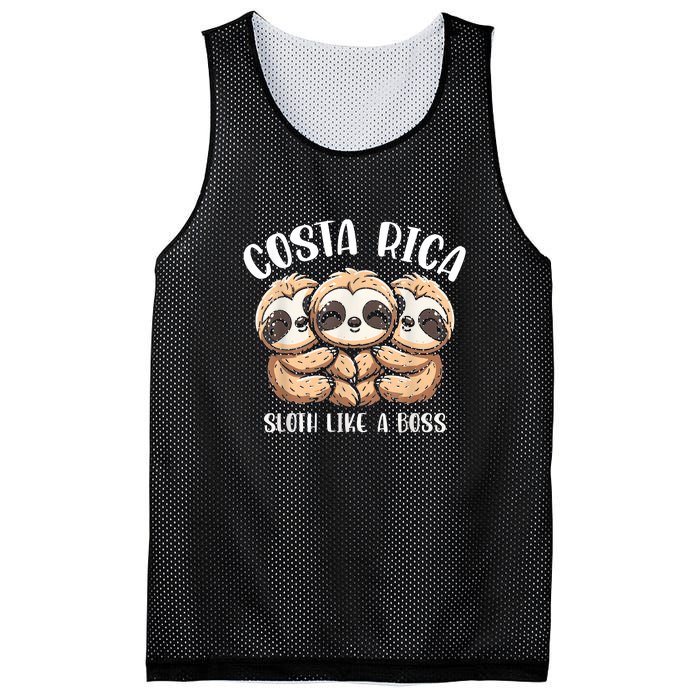 Costa Rica Sloth Like A Boss Costa Rican Travel Vacation Mesh Reversible Basketball Jersey Tank