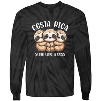 Costa Rica Sloth Like A Boss Costa Rican Travel Vacation Tie-Dye Long Sleeve Shirt