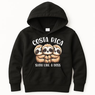 Costa Rica Sloth Like A Boss Costa Rican Travel Vacation Kids Hoodie
