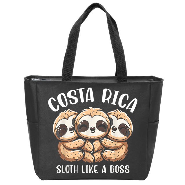 Costa Rica Sloth Like A Boss Costa Rican Travel Vacation Zip Tote Bag