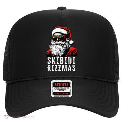 Christmas Rizz Santa Claus Charisma High Crown Mesh Back Trucker Hat