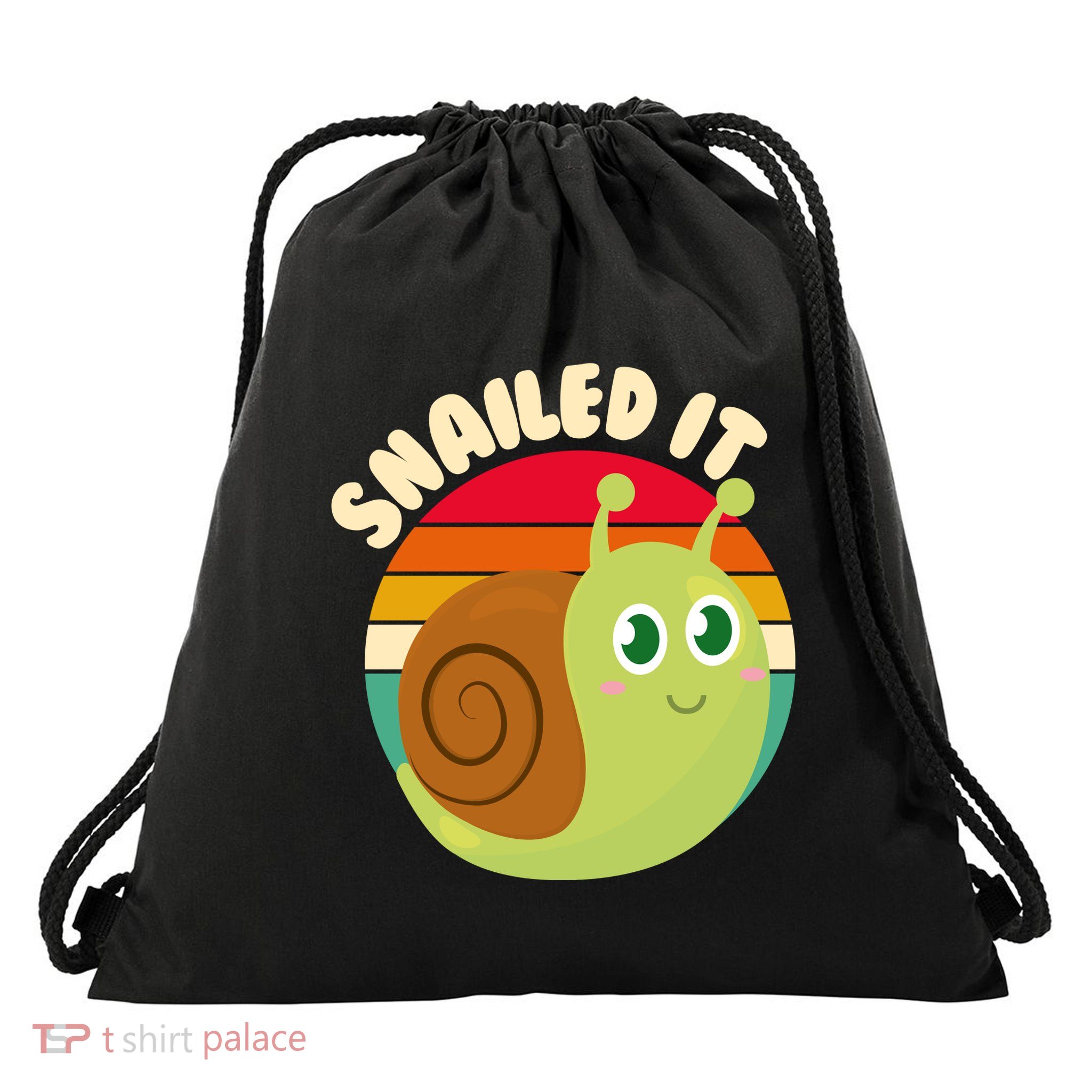 Cute Retro Snailed It Drawstring Bag