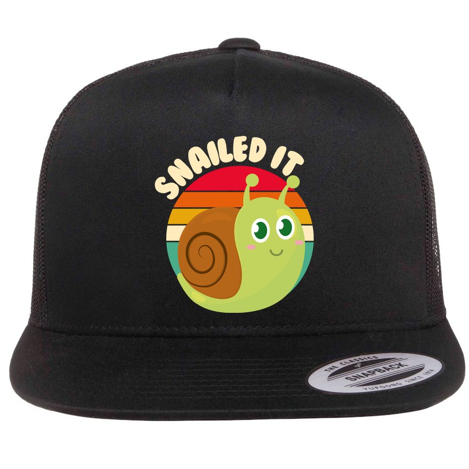 Cute Retro Snailed It Flat Bill Trucker Hat