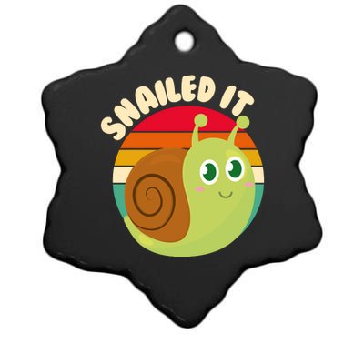 Cute Retro Snailed It Ceramic Star Ornament