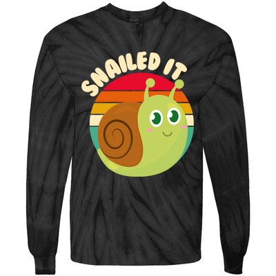 Cute Retro Snailed It Tie-Dye Long Sleeve Shirt