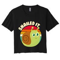 Cute Retro Snailed It Women's Crop Top Tee