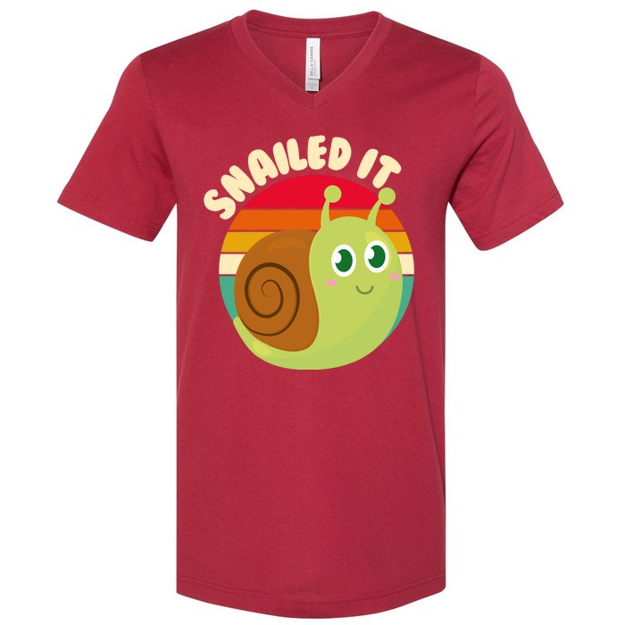 Cute Retro Snailed It V-Neck T-Shirt