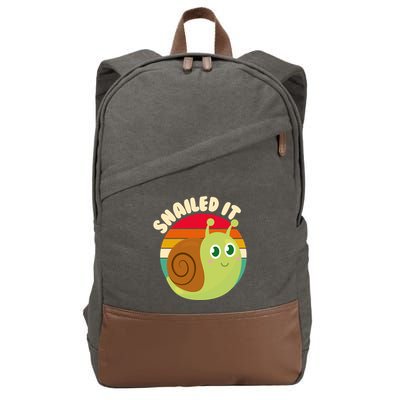Cute Retro Snailed It Cotton Canvas Backpack