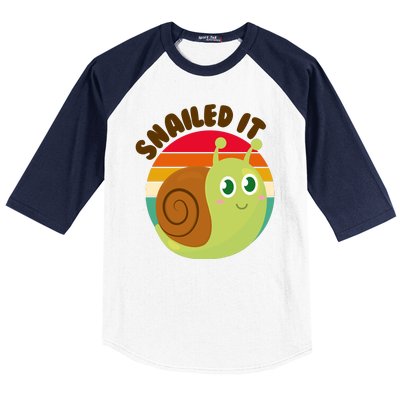 Cute Retro Snailed It Baseball Sleeve Shirt