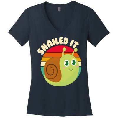 Cute Retro Snailed It Women's V-Neck T-Shirt