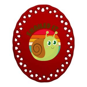 Cute Retro Snailed It Ceramic Oval Ornament