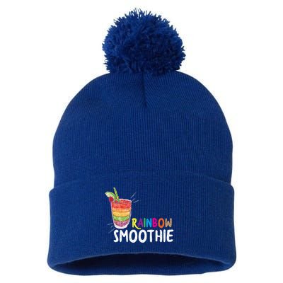 Cool Rainbow Smoothie Lgbtq Fruits Fitness Junkies Gift Pom Pom 12in Knit Beanie