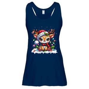 Cute Reindeer Santa Christmas 2024 Xmas Ladies Essential Flowy Tank