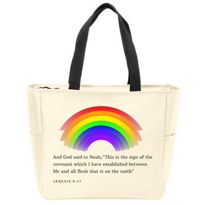 Christian Rainbow Scripture Zip Tote Bag