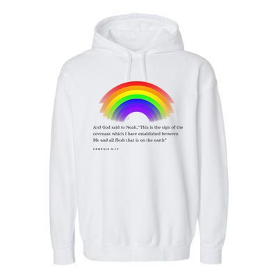 Christian Rainbow Scripture Garment-Dyed Fleece Hoodie