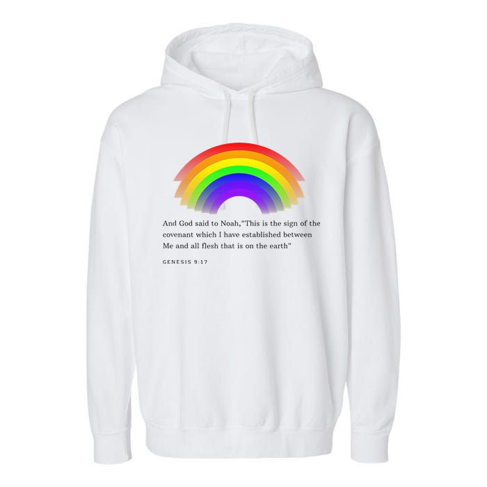 Christian Rainbow Scripture Garment-Dyed Fleece Hoodie