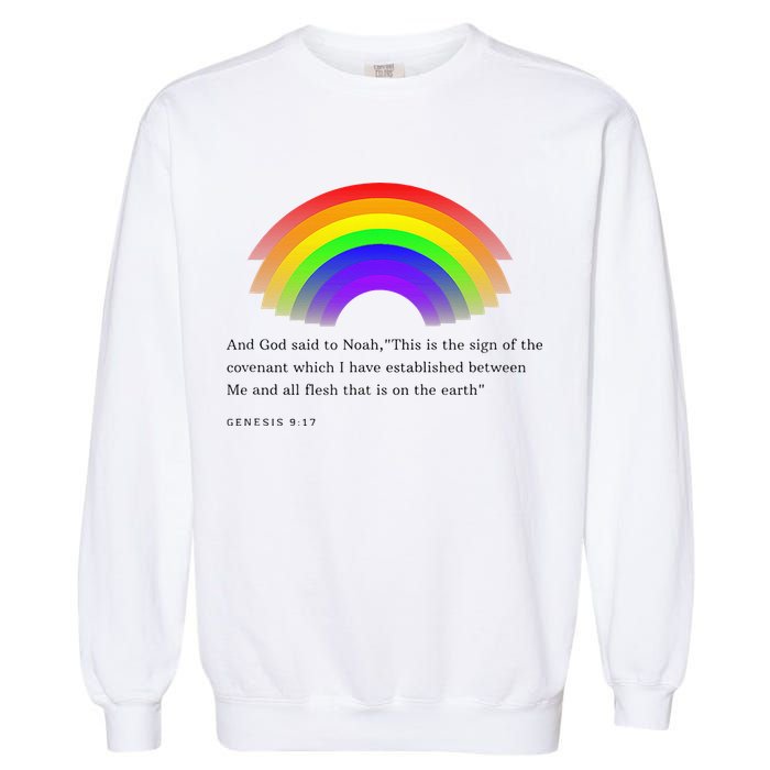 Christian Rainbow Scripture Garment-Dyed Sweatshirt