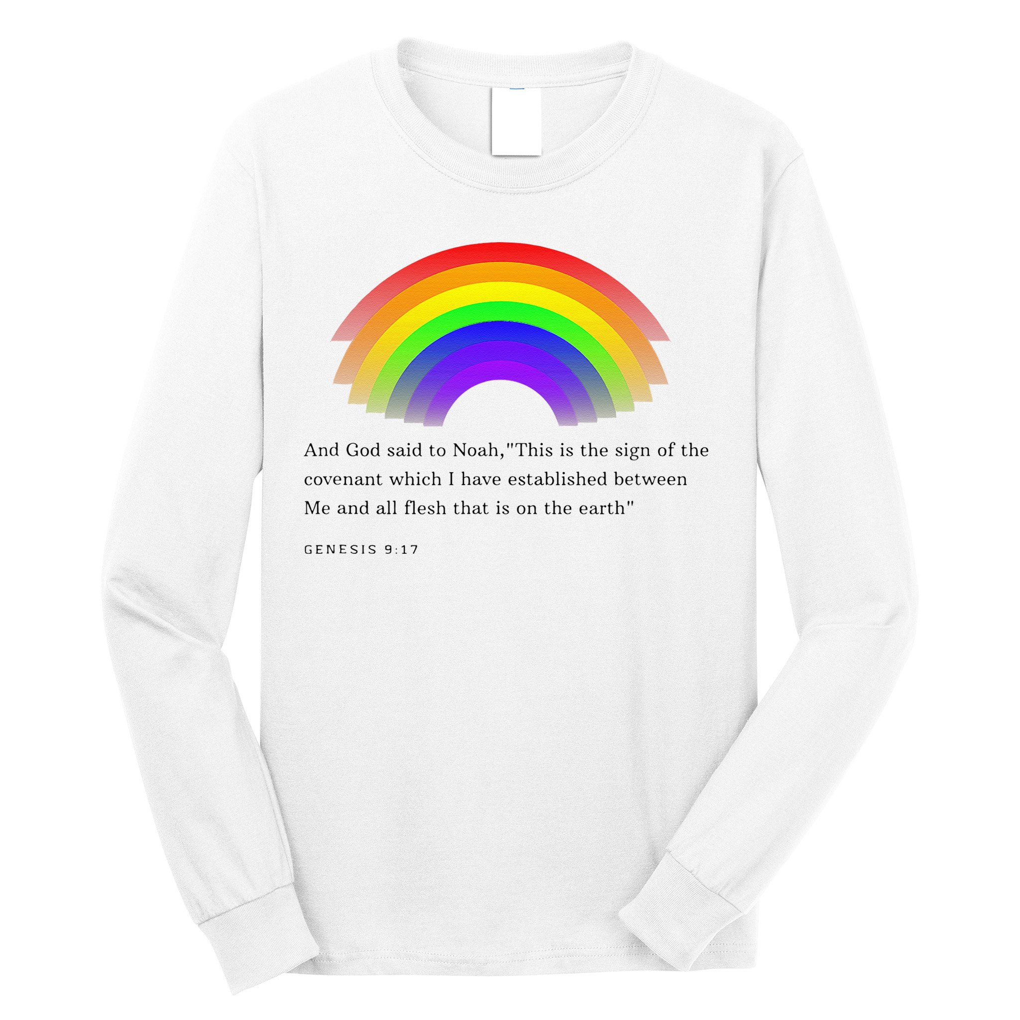 Christian Rainbow Scripture Long Sleeve Shirt
