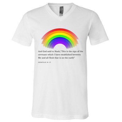 Christian Rainbow Scripture V-Neck T-Shirt