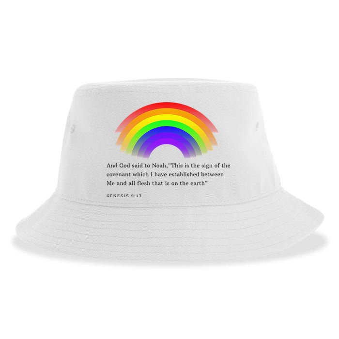 Christian Rainbow Scripture Sustainable Bucket Hat