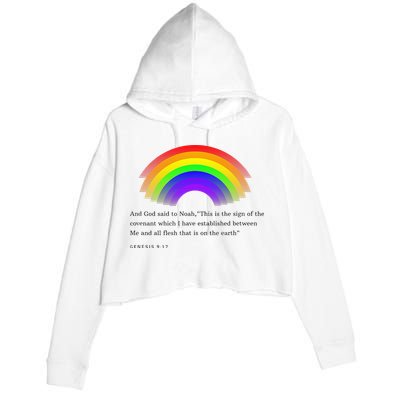 Christian Rainbow Scripture Crop Fleece Hoodie
