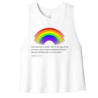 Christian Rainbow Scripture Women's Racerback Cropped Tank