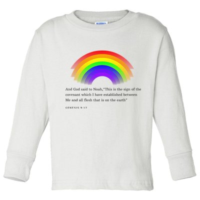Christian Rainbow Scripture Toddler Long Sleeve Shirt