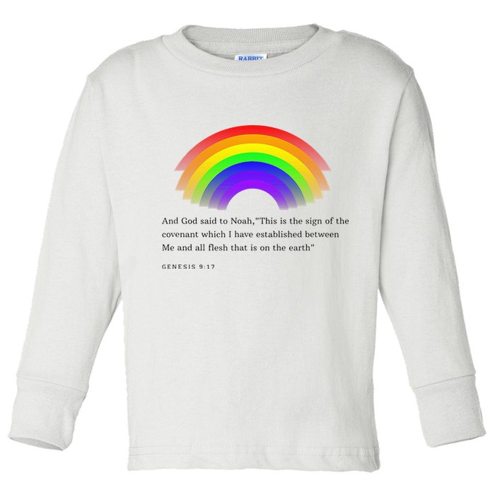 Christian Rainbow Scripture Toddler Long Sleeve Shirt