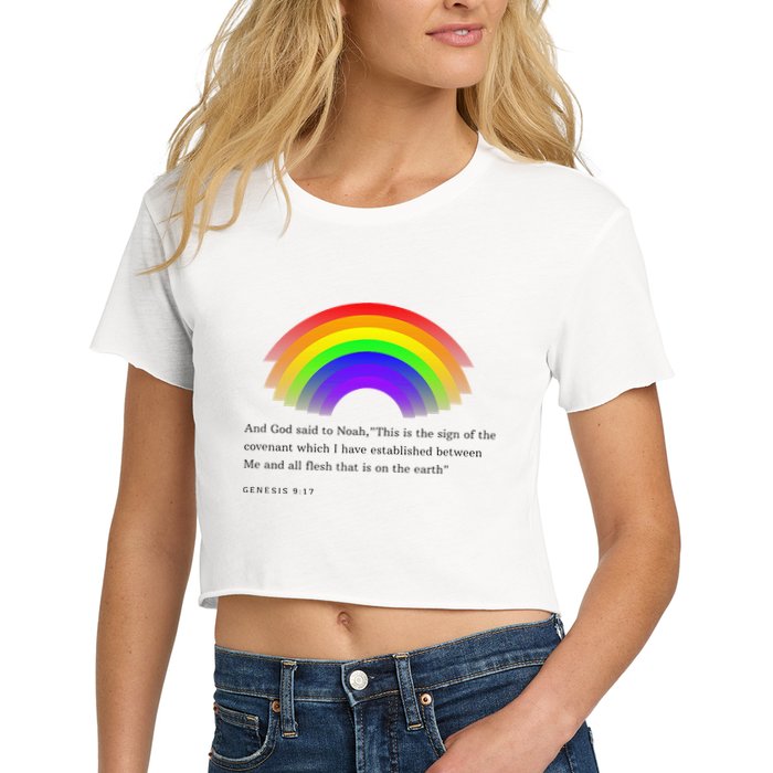 Christian Rainbow Scripture Crop Top