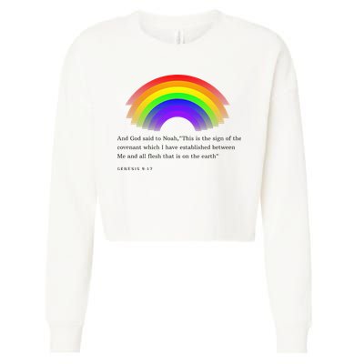 Christian Rainbow Scripture Cropped Pullover Crew