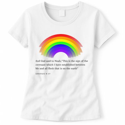 Christian Rainbow Scripture Womens T-Shirt
