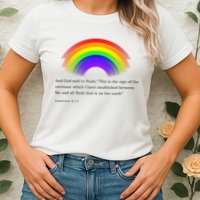 Christian Rainbow Scripture Womens T-Shirt
