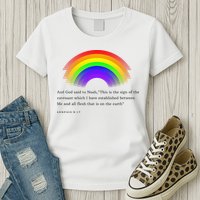 Christian Rainbow Scripture Womens T-Shirt