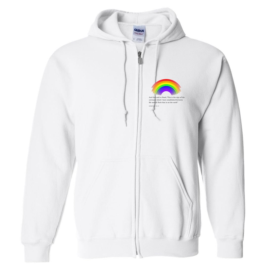 Christian Rainbow Scripture Full Zip Hoodie
