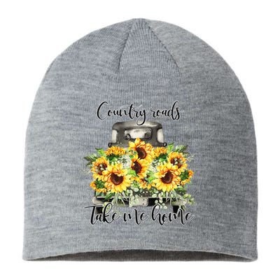 Country Roads Sunflowers Truck Country Vibe Take Me Home Sustainable Beanie