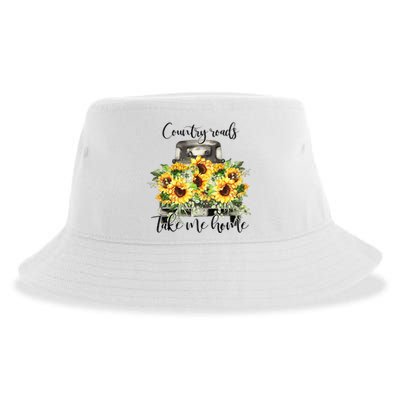 Country Roads Sunflowers Truck Country Vibe Take Me Home Sustainable Bucket Hat