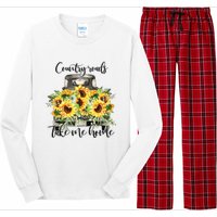 Country Roads Sunflowers Truck Country Vibe Take Me Home Long Sleeve Pajama Set