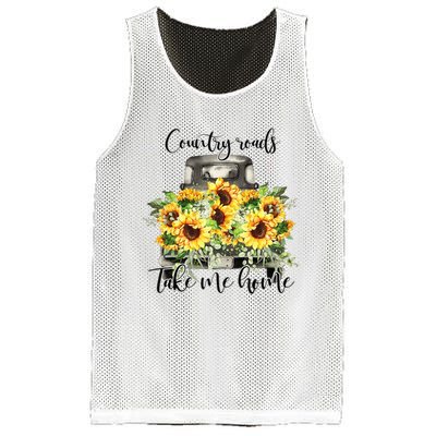 Country Roads Sunflowers Truck Country Vibe Take Me Home Mesh Reversible Basketball Jersey Tank