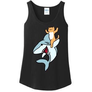 Cat Riding Shark Ladies Essential Tank