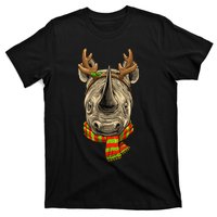 Christmas Rhinoceros Santa Clause Reindeer Xmas Safari Rhino T-Shirt