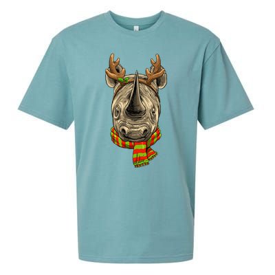 Christmas Rhinoceros Santa Clause Reindeer Xmas Safari Rhino Sueded Cloud Jersey T-Shirt