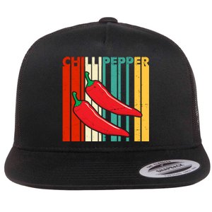 Chillipepper Retro Sunset Flat Bill Trucker Hat